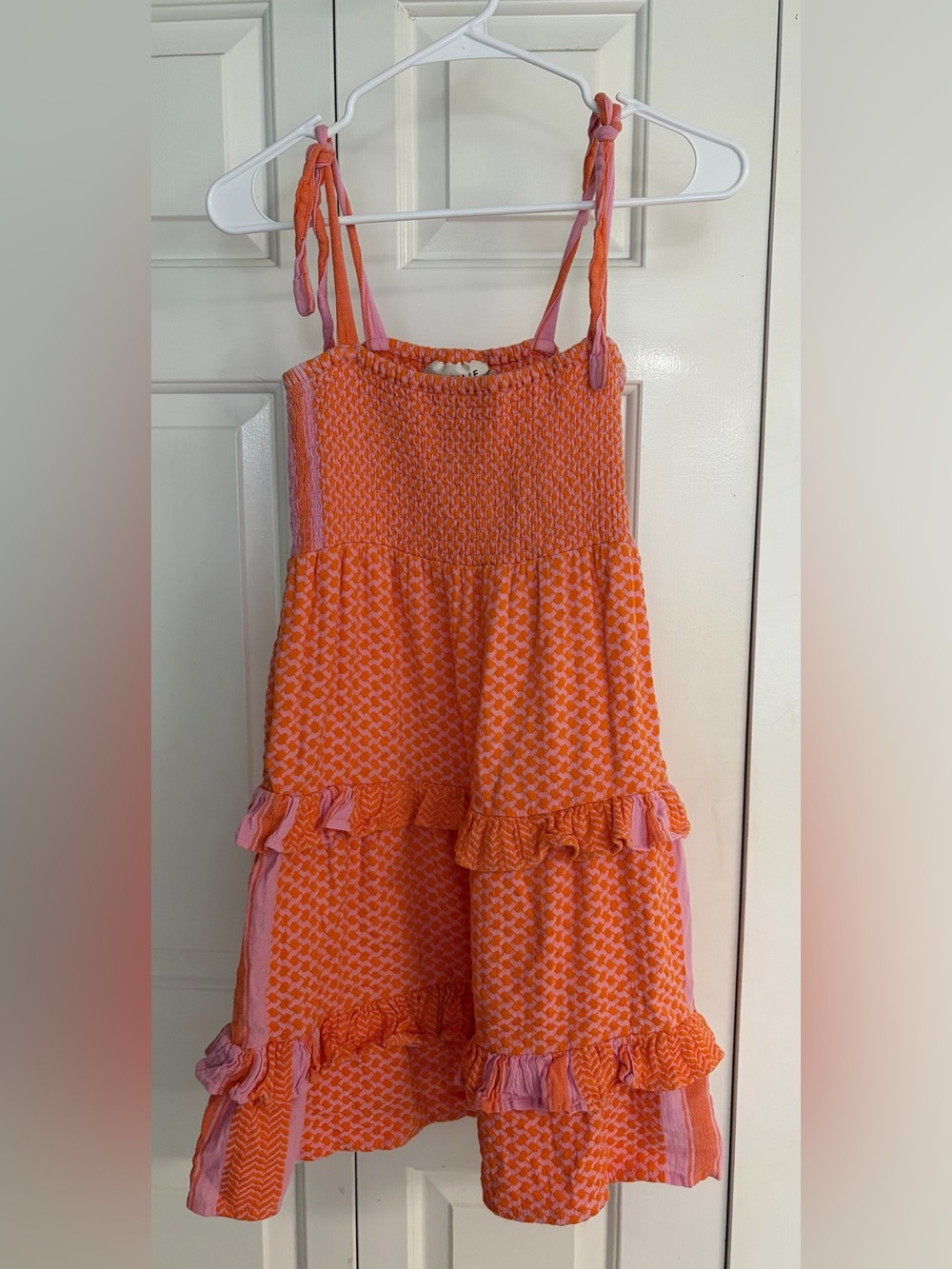Cecilie Copenhagen Orange pink Keffiyeh print 100 % cotton sundress